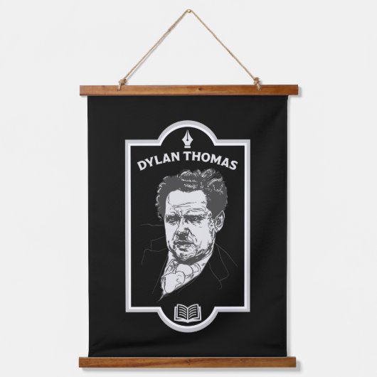 Dylan Thomas Welsh Poet Wandteppich Mit Holzrahmen (Vorderseite)