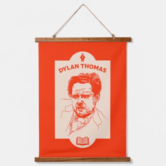 Dylan Thomas Welsh Poet Wandteppich Mit Holzrahmen (Vorderseite)