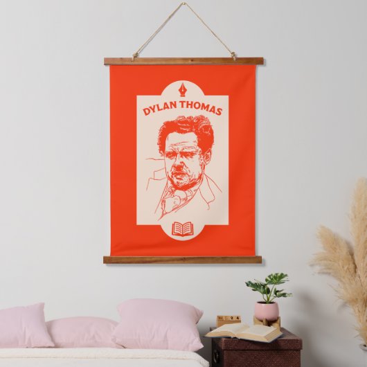 Dylan Thomas Welsh Poet Wandteppich Mit Holzrahmen (Schlafzimmer)