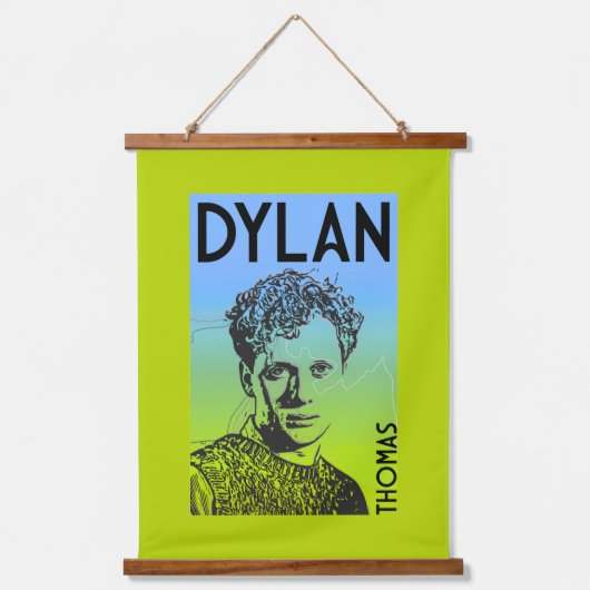 Dylan Thomas Welsh Poet Wandteppich Mit Holzrahmen (Vorderseite)