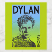 Dylan Thomas Welsh Poet Weinetikett (Einzelnes Label)