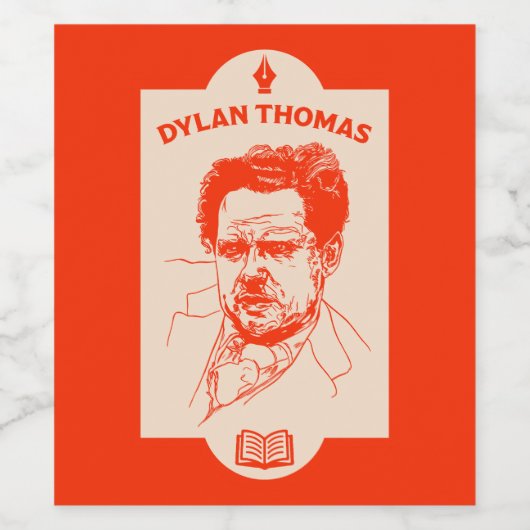 Dylan Thomas Welsh Poet Weinetikett (Einzelnes Label)