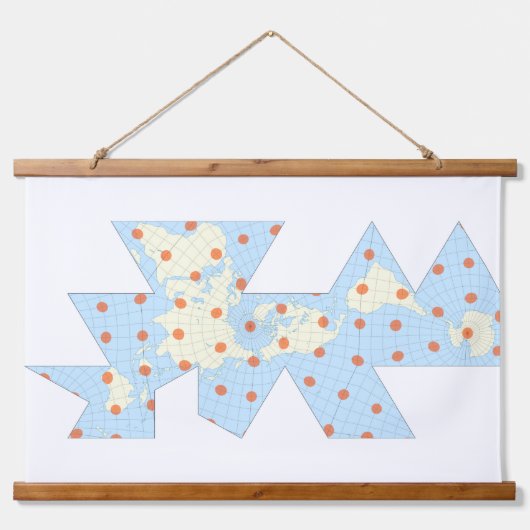 Dymaxion-Projektion mit Tissot-Indikator Wandteppich Mit Holzrahmen (Vorne)