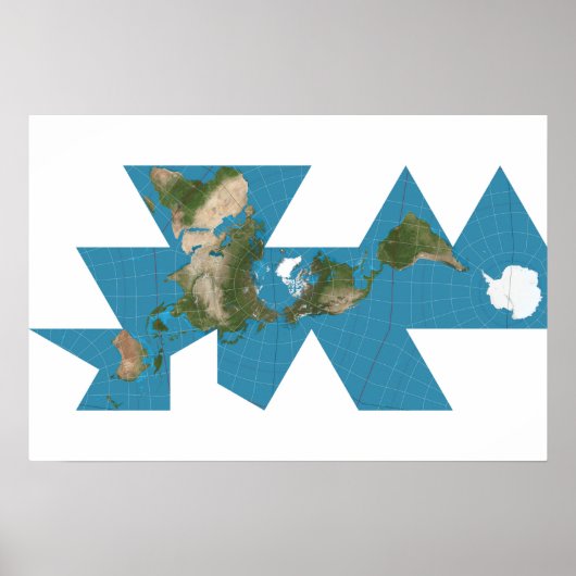 Dymaxion Weltkarte oder Fuller-Weltkarte Poster (Vorne)