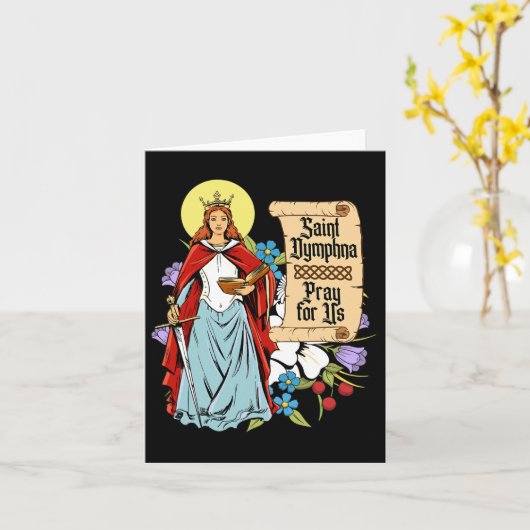 Dymphna Purity Lily Patron St. Mental Health Cat Karte (Gelbe Blume)