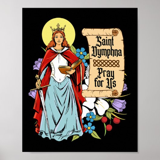 Dymphna Purity Lily Patron St. Mental Health Cat Poster (Vorne)