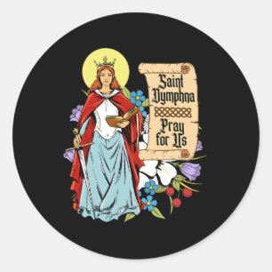 Dymphna Purity Lily Patron St. Mental Health Cat Runder Aufkleber
