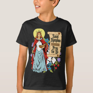 Dymphna Purity Lily Patron St. Mental Health Cat T-Shirt
