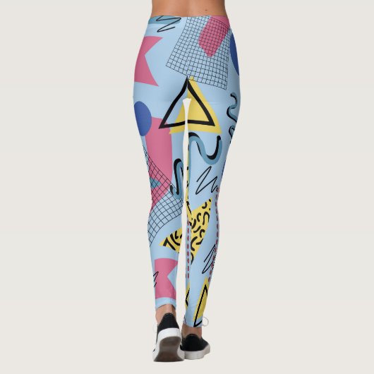 Dynamic 80er Memphis Ästhetik Leggings (Rückseite)