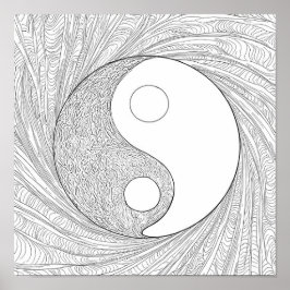 Dynamic Abstract Line Art: Flowing Energy Yin Yang Poster