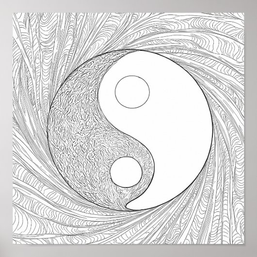 Dynamic Abstract Line Art: Flowing Energy Yin Yang Poster (Vorne)
