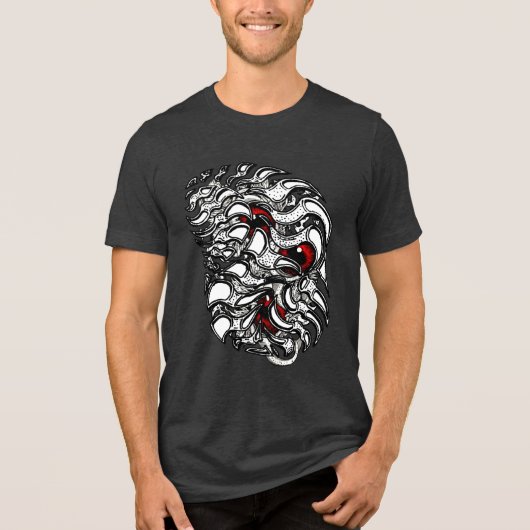 Dynamic Abstrakt Red Surrealist Art Tri-Blend Shirt (Vorderseite)