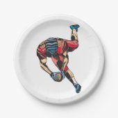 Dynamic American Football Player Touchdown Pappteller (Vorderseite)