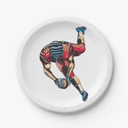 Dynamic American Football Player Touchdown Pappteller (Vorderseite)