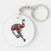 Dynamic American Football Player Touchdown Schlüsselanhänger (Rückseite)