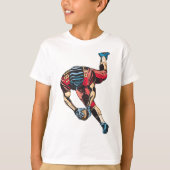 Dynamic American Football Player Touchdown T-Shirt (Vorderseite)