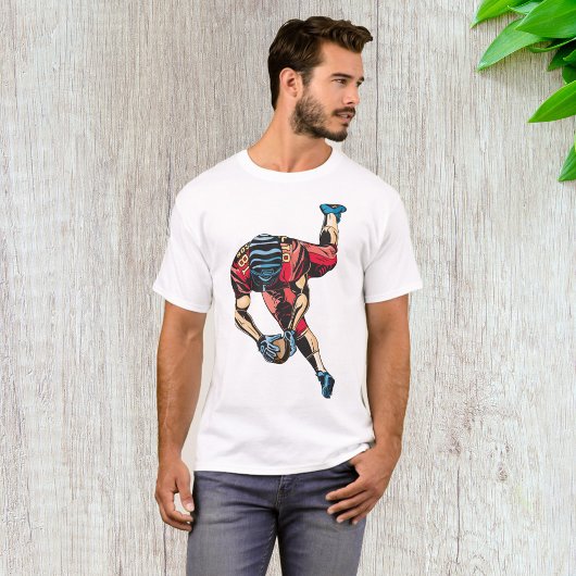 Dynamic American Football Player Touchdown T-Shirt