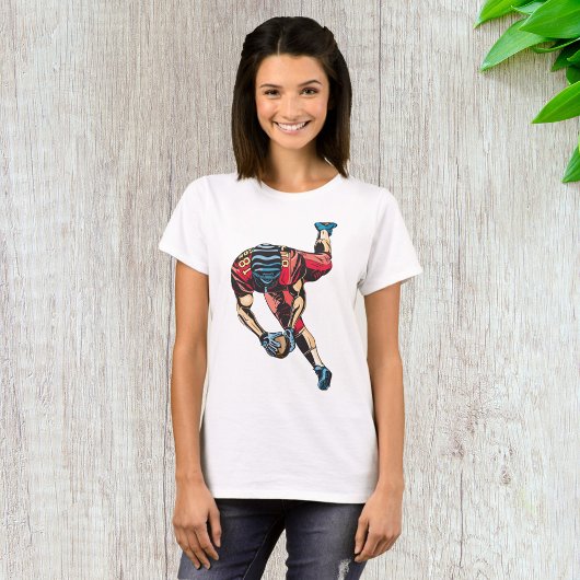 Dynamic American Football Player Touchdown T-Shirt
