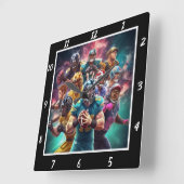 Dynamic American Football Team Sports Quadratische Wanduhr (Winkel)