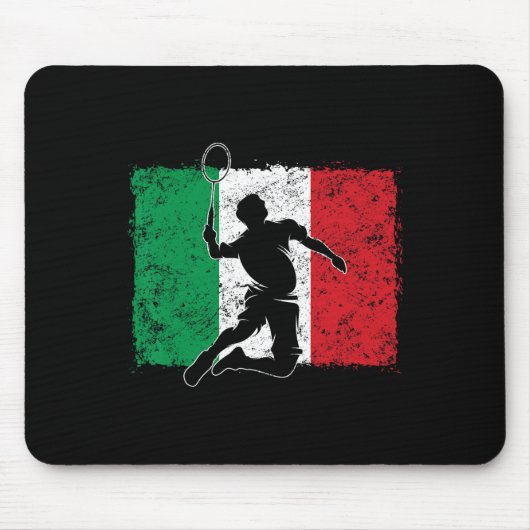 Dynamic Badminton Player - Italienischer Flag Mousepad (Vorne)