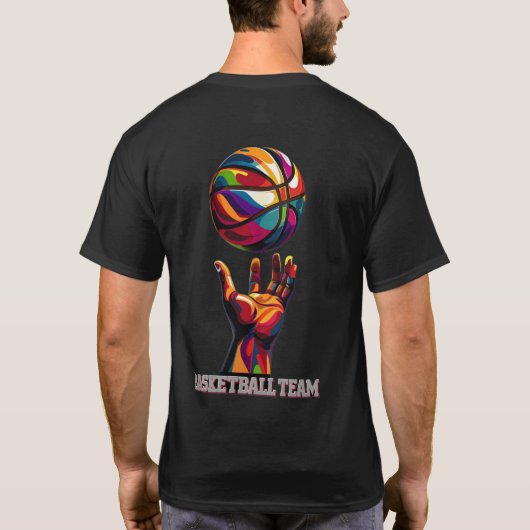Dynamic Basketball Team Hand and Ball Illustration T-Shirt (Rückseite)