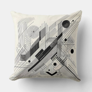 Dynamic Black & White Geometry Kissen