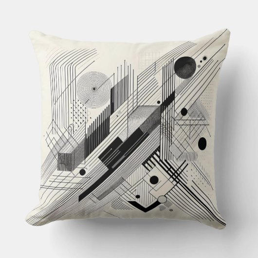 Dynamic Black & White Geometry Kissen (Vorderseite)
