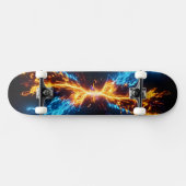 Dynamic Blue Orange Energy Clash Flame Skateboard (Horizontal)