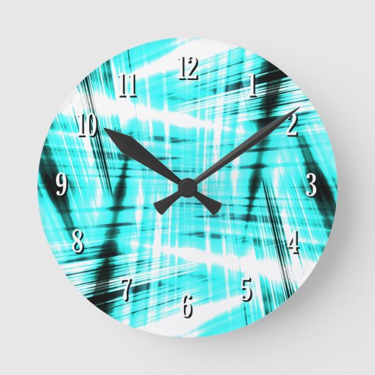 Dynamic blue streaked background runde wanduhr (Vorderseite)