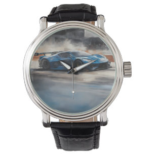 Dynamic Blue Urban Race Scene Armbanduhr