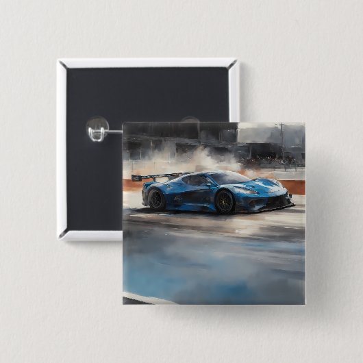Dynamic Blue Urban Race Scene Button (Vorne & Hinten)