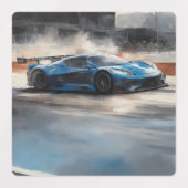 Dynamic Blue Urban Race Scene Etiketten (Design 1)