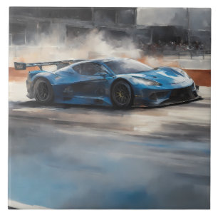 Dynamic Blue Urban Race Scene Fliese