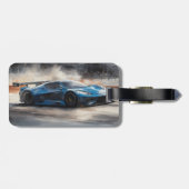 Dynamic Blue Urban Race Scene Gepäckanhänger (Rückseite horizontal)