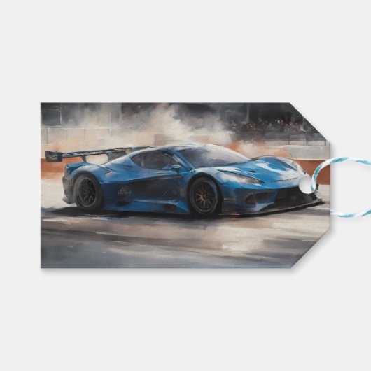 Dynamic Blue Urban Race Scene Geschenkanhänger (Vorderseite (Horizontal))