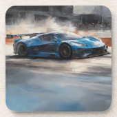 Dynamic Blue Urban Race Scene Getränkeuntersetzer (Vorderseite)