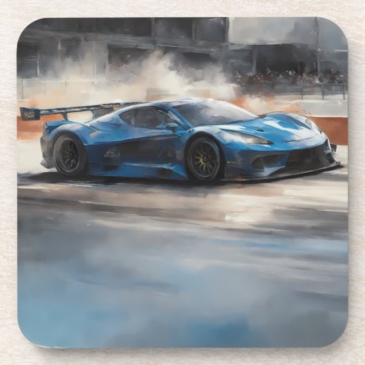 Dynamic Blue Urban Race Scene Getränkeuntersetzer (Vorderseite)