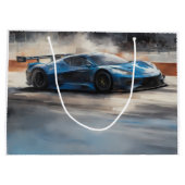 Dynamic Blue Urban Race Scene Große Geschenktüte (Rückseite)