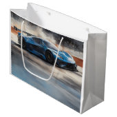 Dynamic Blue Urban Race Scene Große Geschenktüte (Vorderseite Schrägansicht)