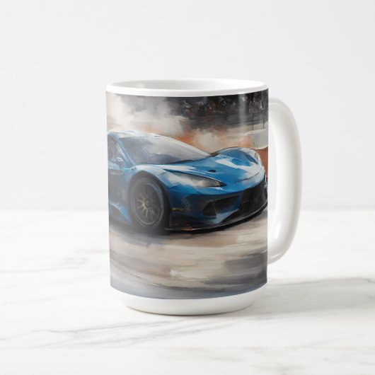 Dynamic Blue Urban Race Scene Kaffeetasse (VorderseiteRechts)