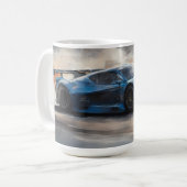 Dynamic Blue Urban Race Scene Kaffeetasse (Vorderseite Links)