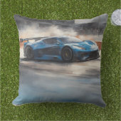 Dynamic Blue Urban Race Scene Kissen (Gras)