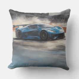 Dynamic Blue Urban Race Scene Kissen