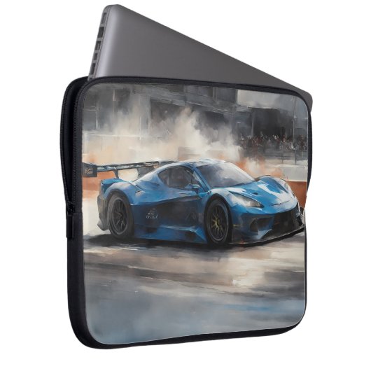 Dynamic Blue Urban Race Scene Laptopschutzhülle (Vorne Rechts)
