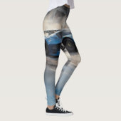 Dynamic Blue Urban Race Scene Leggings (Rechts)