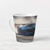 Dynamic Blue Urban Race Scene Milchtasse (Linke Ecke)