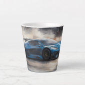 Dynamic Blue Urban Race Scene Milchtasse (Vorderseite)