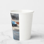 Dynamic Blue Urban Race Scene Pappbecher (Links)