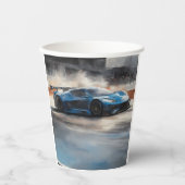 Dynamic Blue Urban Race Scene Pappbecher (Vorderseite)