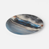 Dynamic Blue Urban Race Scene Pappteller (Schrägansicht)